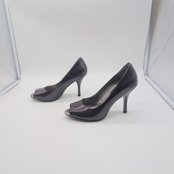 Banana Republic sz 6.5 Maroon Leather Open Toe Pumps Heels - Picture 6 of 11